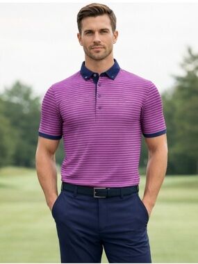 Greyson Pink Purple Striped Polo Shirt Golf Performance Men's XL